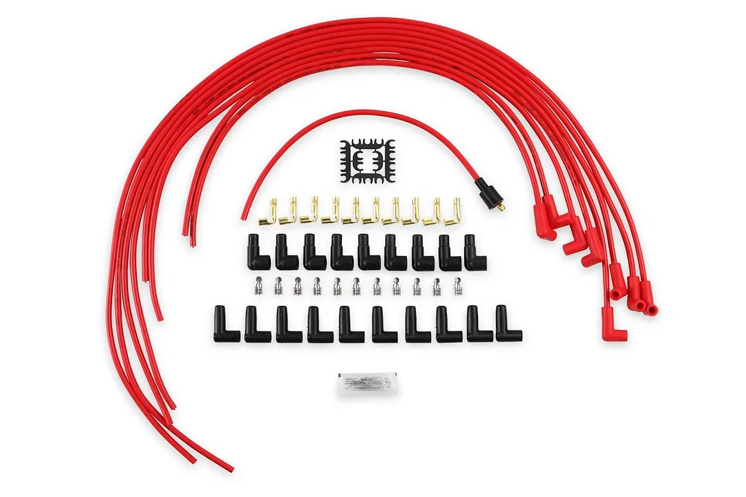 4041R – ACCEL Spark Plug Wire Set, Unassembled Red 8 Millimeter Diameter Silicone Carbon Graphite Spiral Core 90 Degr...